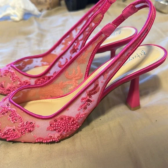 Betsey Johnson Pink Embellished Heels - Picture 3 of 4